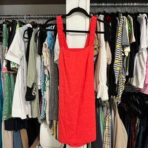 Red Casual Linen Dress